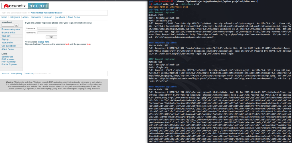 MITM Attacks and Listening to HTTP Packets with Python