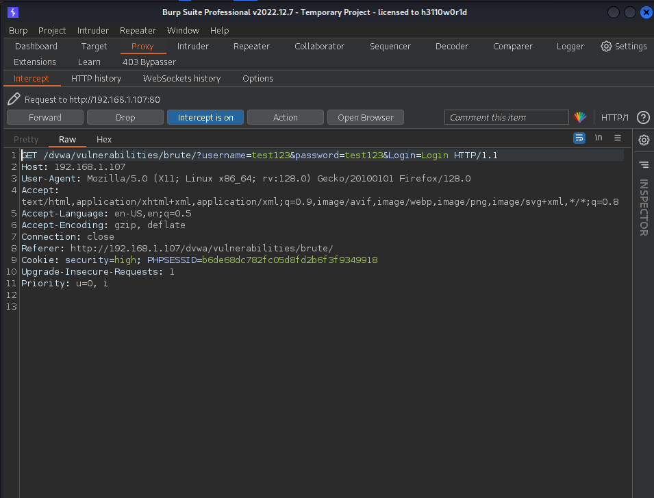 burp suite proxy
Brute Force with Burp Suite