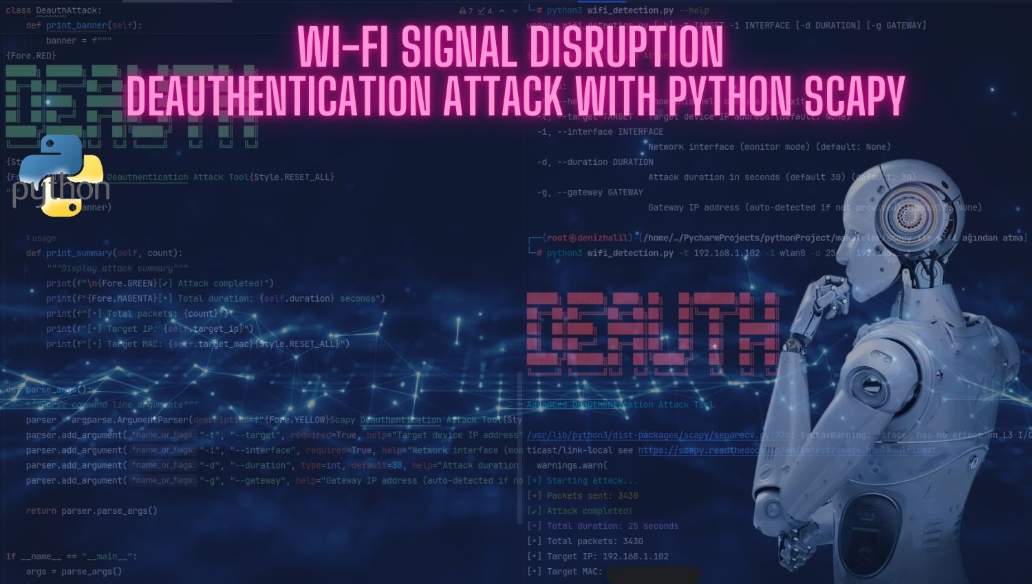 WI-Fi Signal Disruption Deauthentication Attack with Python Scapy